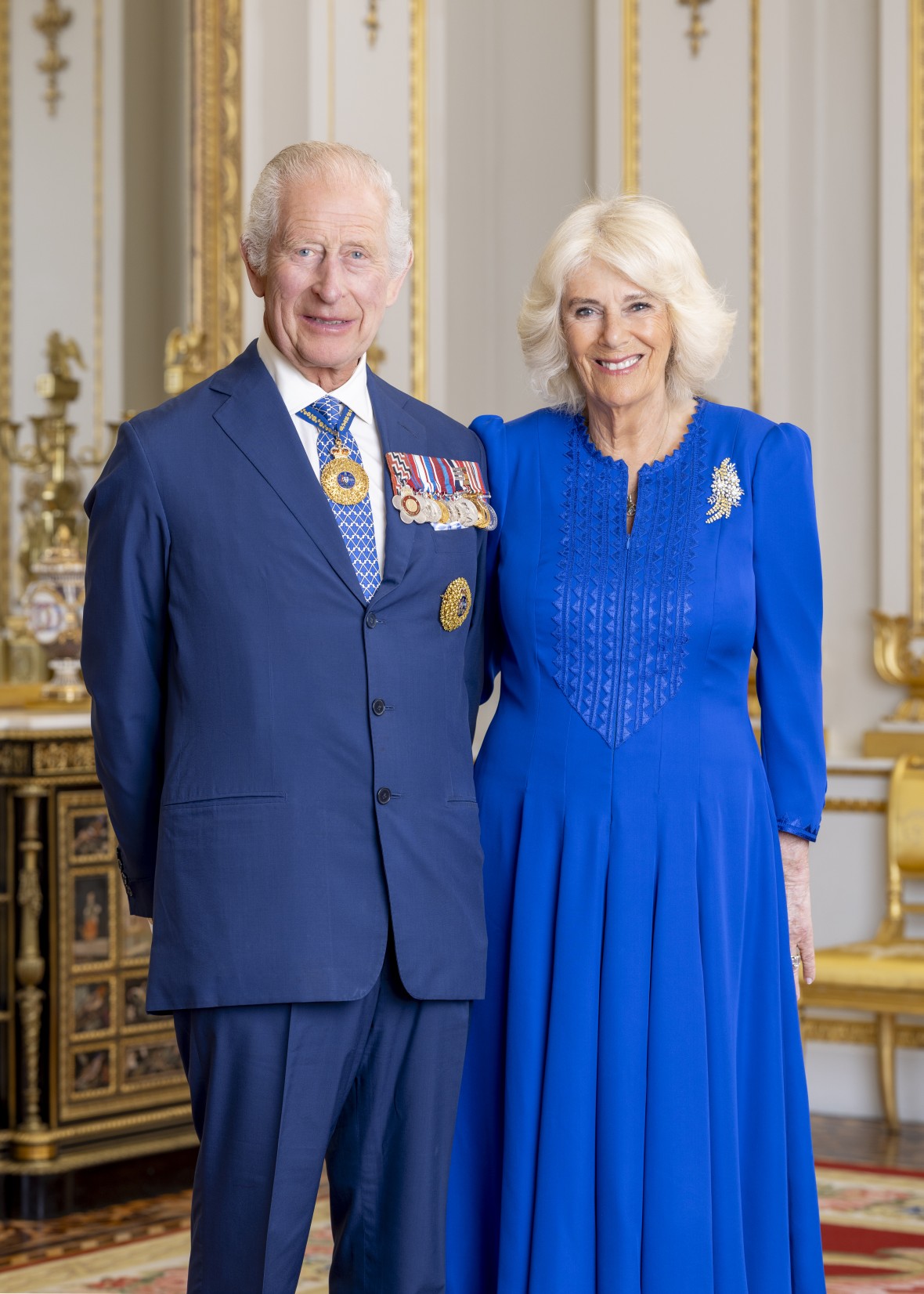 His Majesty King Charles III and Queen Camilla (three quarter length version)