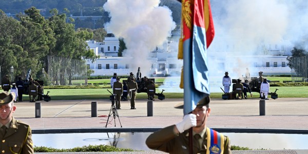 Gun salute at Parliament House