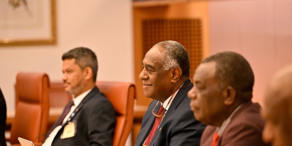 Vanuatu PM close up at cabinet table