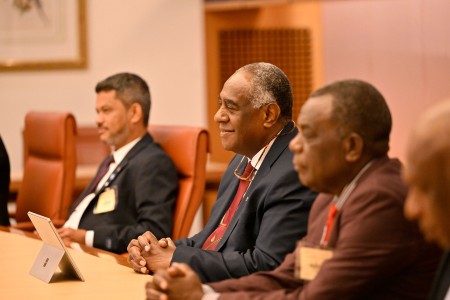 Vanuatu PM close up at cabinet table