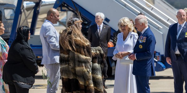 Aunty Serena Williams, dressed in an ankle-length fur cloak, greets His Majesty on the tarmac with an embrace.