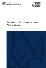 Evaluation of the National Women's Alliances Model cover, Global Institute for Women's Leadership and the Office for Women