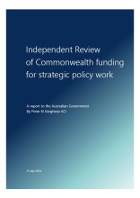 Independent Review of Commonwealth funding for strategic policy work cover.