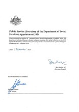 Instrument of appointment Mr Michael Lye to Secretary of the Department of Social Services