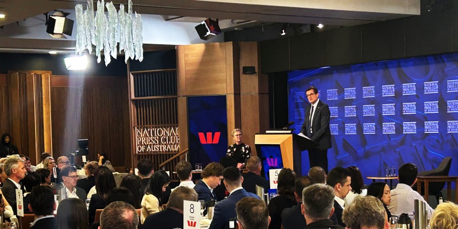 The Hon Greg Combet AM Chair, Net Zero Economy Agency, delivering a speech to an audience at the National Press Club, Canberra